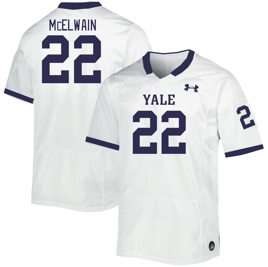 Men-Youth #22 Elliott McElwain Yale Bulldogs 2023 College Football Jerseys Stitched-White